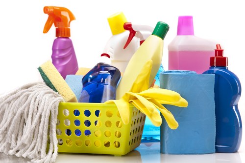 Professional domestic cleaning work in a modern home