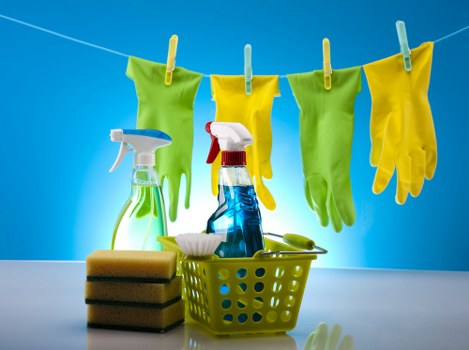 Deep cleaning supplies ready for house cleaning in Brent